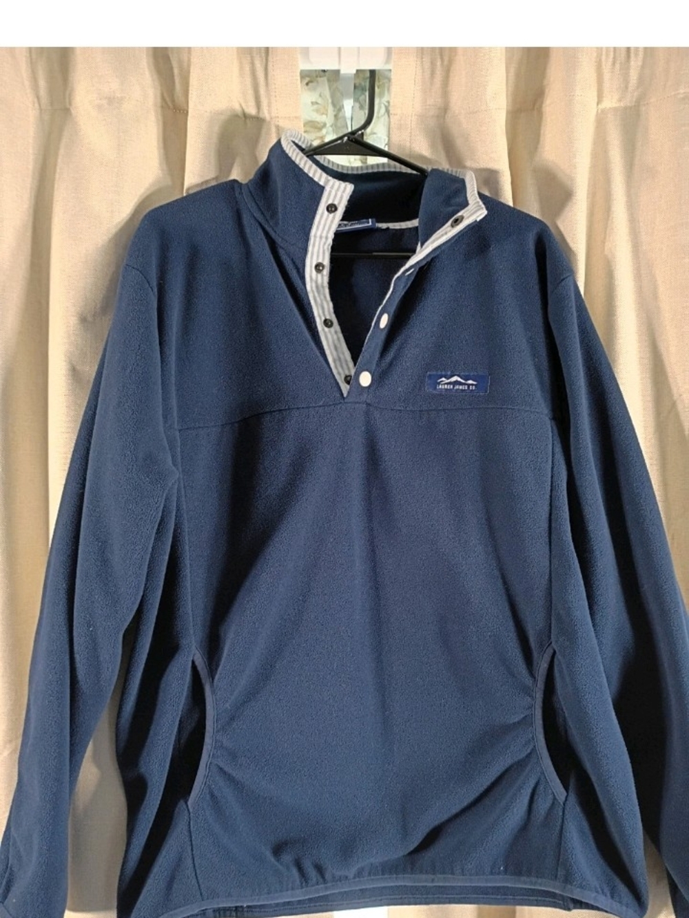 Lauren James Navy Blue Quarter-Snap Fleece Pullover